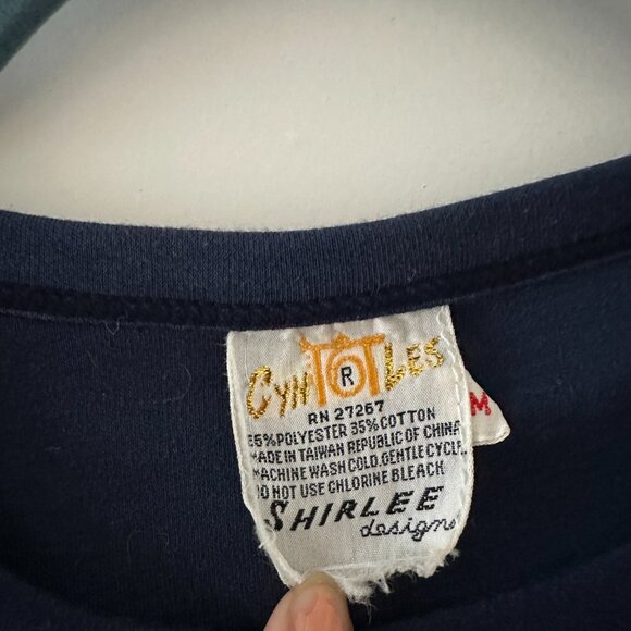 Vtg Cyn Les Blue Fall Hello Goodbye Fall Embroidery Long Sleeve Top Size Medium - Picture 14 of 16